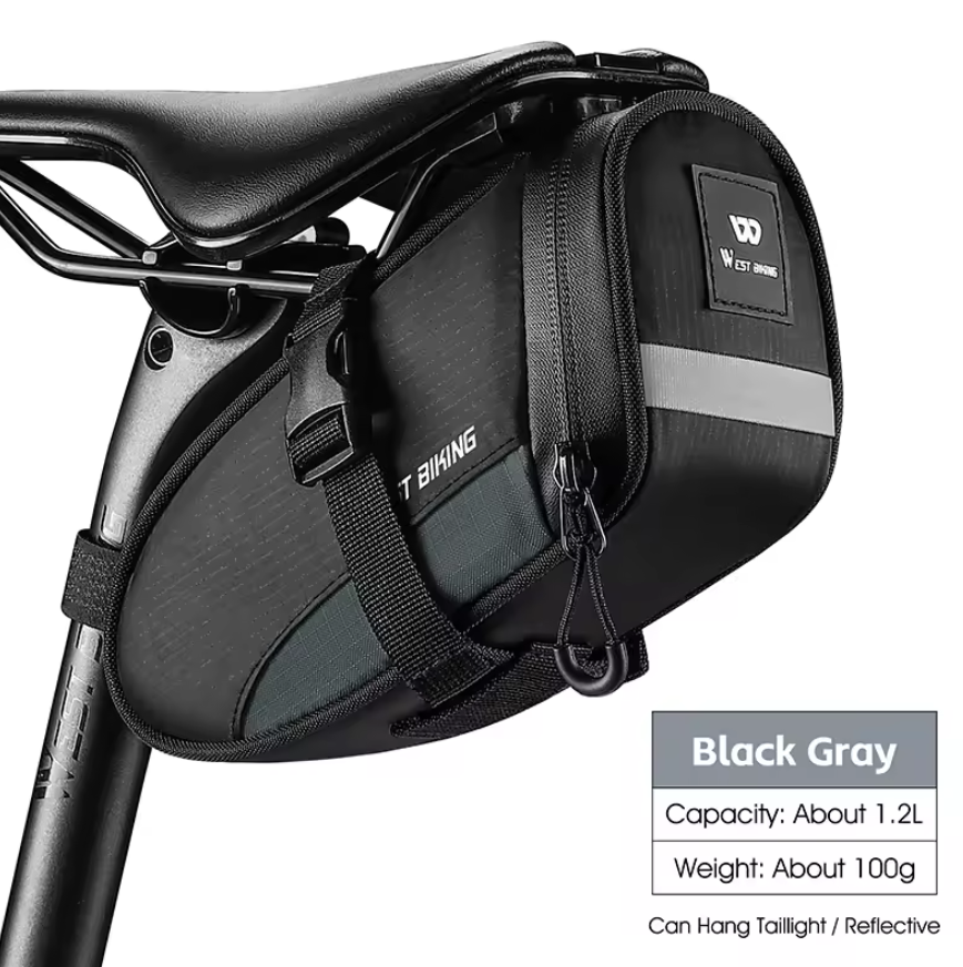West Biking Bolso Para Silla De Bicicleta Negro Gris 1.2l